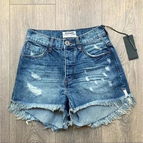 One Teaspoon Bonita Jean Shorts Distressed Denim 25 - photo 4
