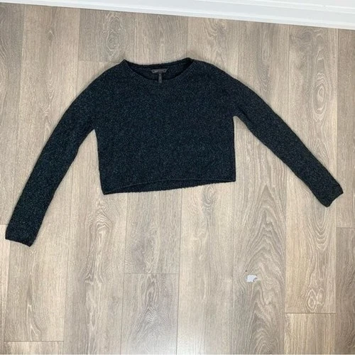 BCBG Women's Ida Sweater Cropped Wool Blend Pullover Fuzzy Black - photo 2