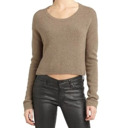 BCBG Women's Ida Sweater Cropped Wool Blend Pullover Fuzzy Black - photo 5