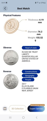 2017 USA Ellis Island National Park Quarter 🇺🇸 - photo 2