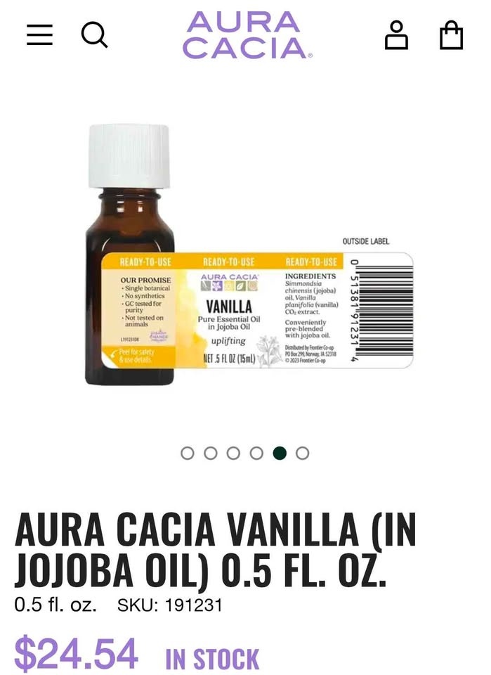 AURA CACIA Vanilla Essential Oil In Jojoba ~15 mL - photo 3