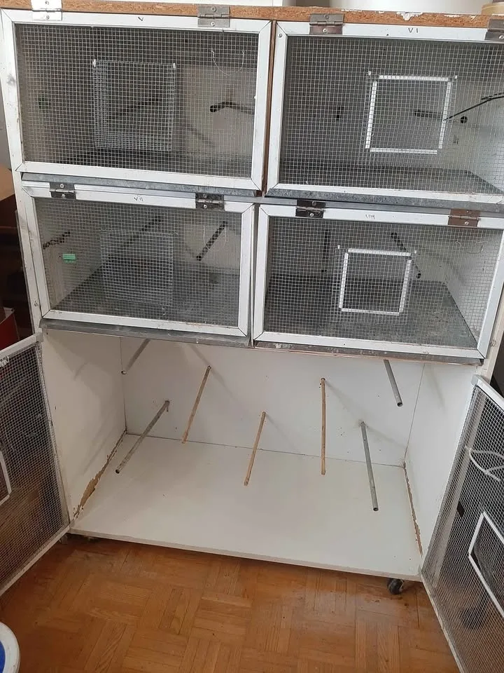 Bird cage hand maded with fly cage and wheels image indicator(2)