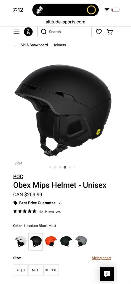 POC Obex Mips ski Helmet Uranium Black Matt xs/s
