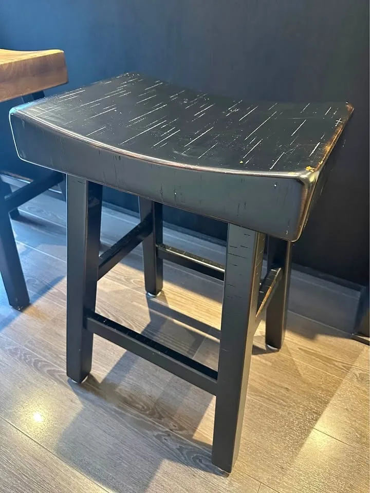 Ashley Willowton Bar Stool - Solid Wood - Rustic black