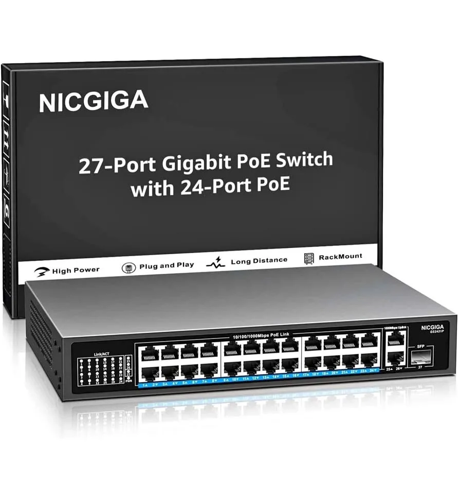 27-Port Gigabit PoE Switch with 24-Port PoE
