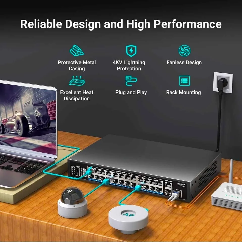 27-Port Gigabit PoE Switch with 24-Port PoE image indicator(3)