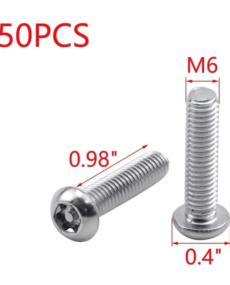 50-Pack M6 x 1" Button Head Security Machine Screw image indicator(2)