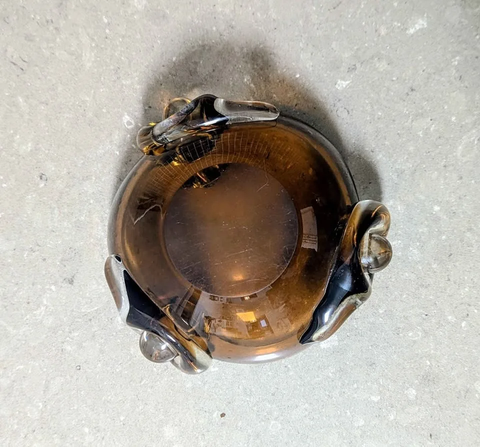 Vintage Murano Art Glass Ashtray / Bowl - Amber Brown image indicator(3)