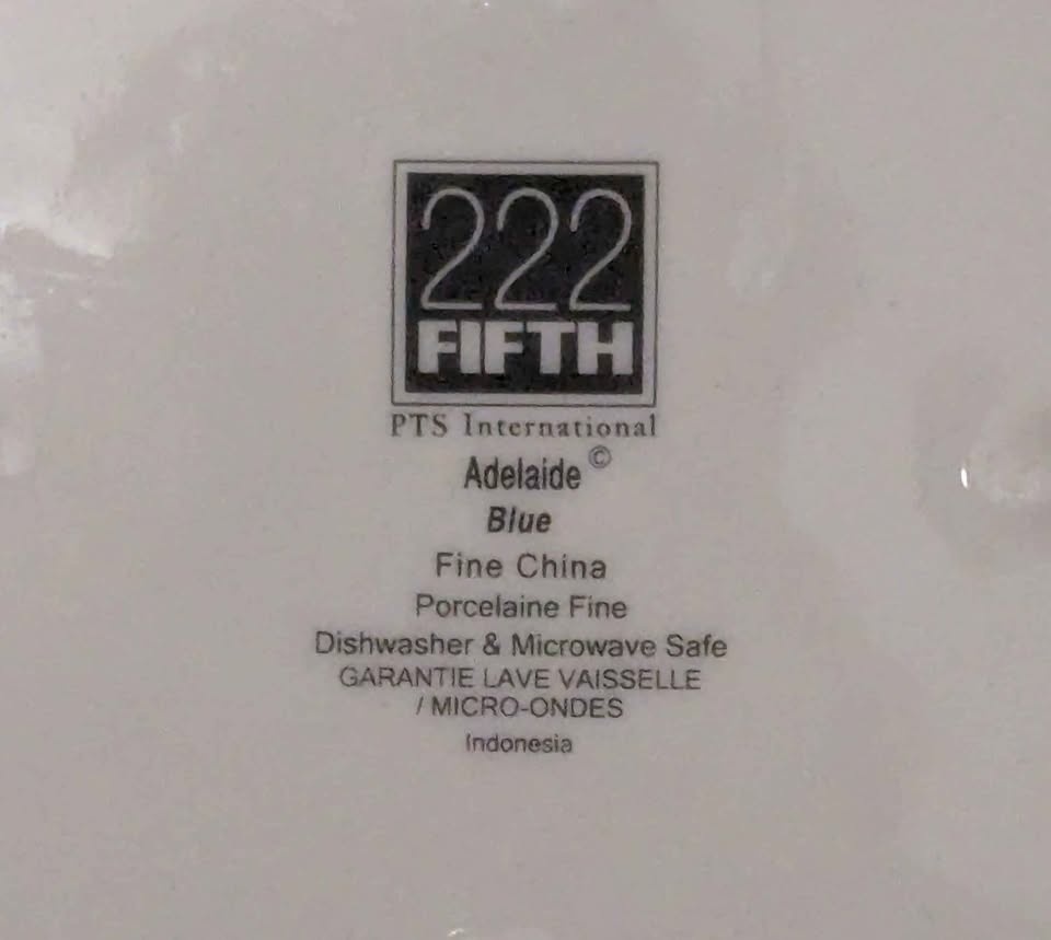 222 Fifth Adelaide Blue & White Square Dinner Plate - photo 2