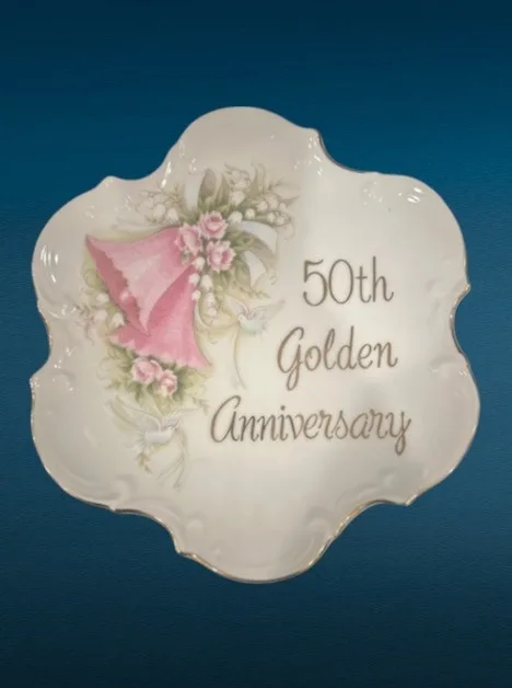 50th Anniversary Vintage China Teapot, Teacup & Plates image indicator(4)