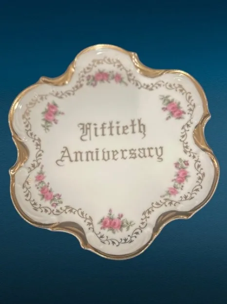 50th Anniversary Vintage China Teapot, Teacup & Plates image indicator(5)