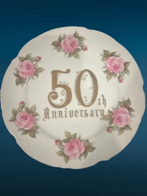 50th Anniversary Vintage China Teapot, Teacup & Plates image indicator(6)