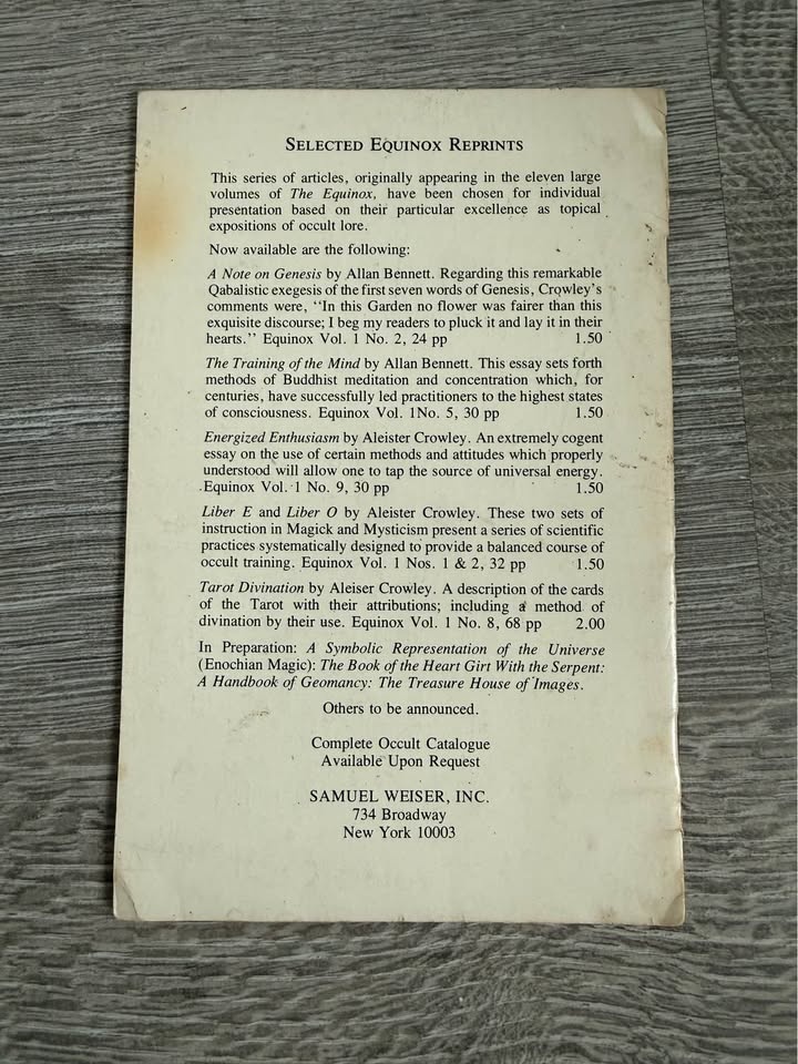 ALLAN BENNETT: A NOTE ON GENESIS THE EQUINOX BOOKLET 1979 - photo 2