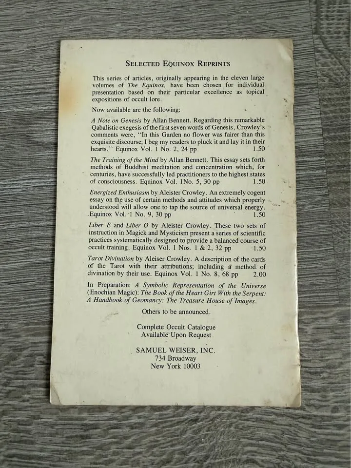 ALLAN BENNETT: A NOTE ON GENESIS THE EQUINOX BOOKLET 1979 image indicator(2)