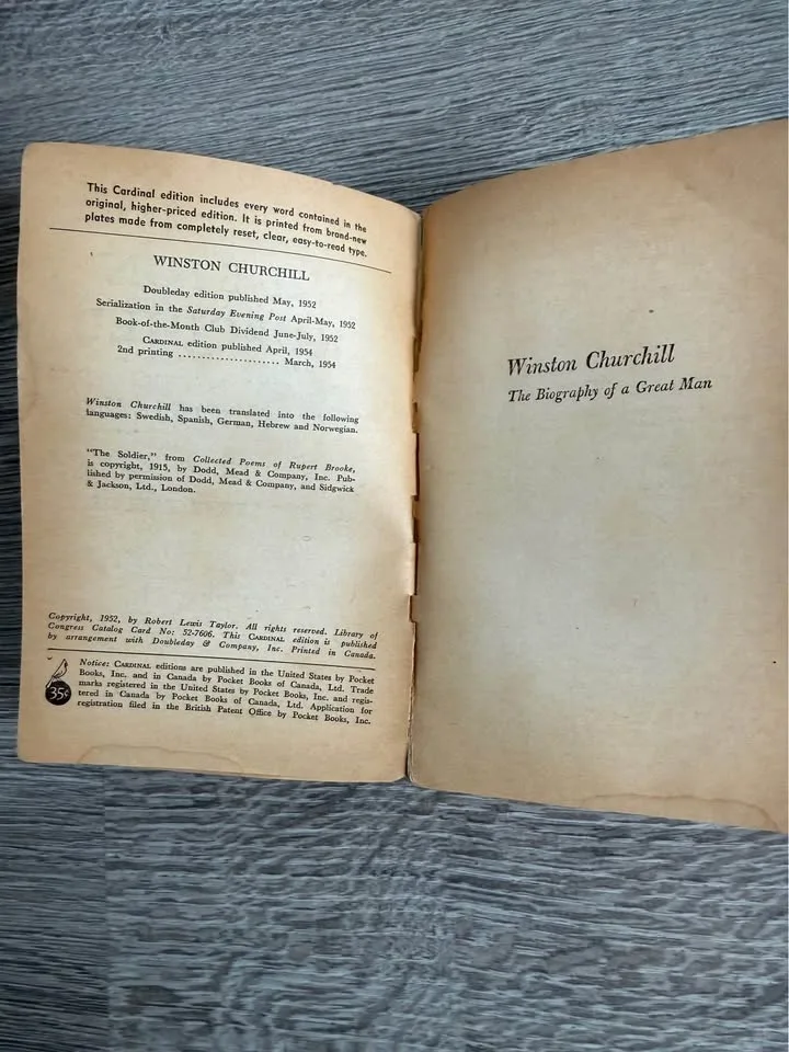 1954 WINSTON CHURCHILL BIOGRAPHY by Robert Lewis Taylor image indicator(2)