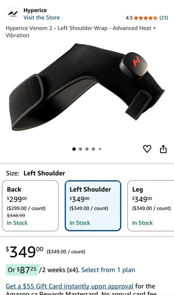 Hyperice Venom 2 - Left Shoulder Wrap - Heat + Vibration