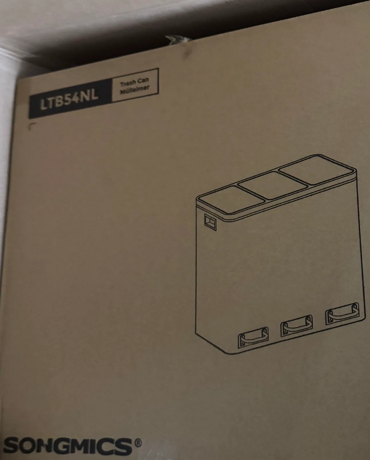 BRAND NEW $100 SONGMICS 3-Compartment Trash Can