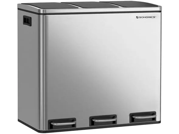 BRAND NEW $100 SONGMICS 3-Compartment Trash Can image indicator(2)
