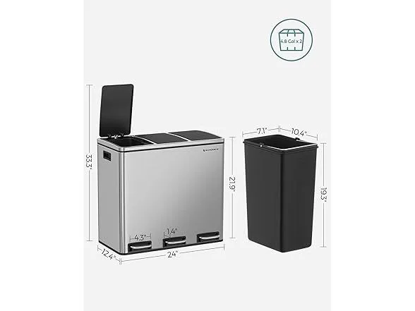 BRAND NEW $100 SONGMICS 3-Compartment Trash Can image indicator(3)