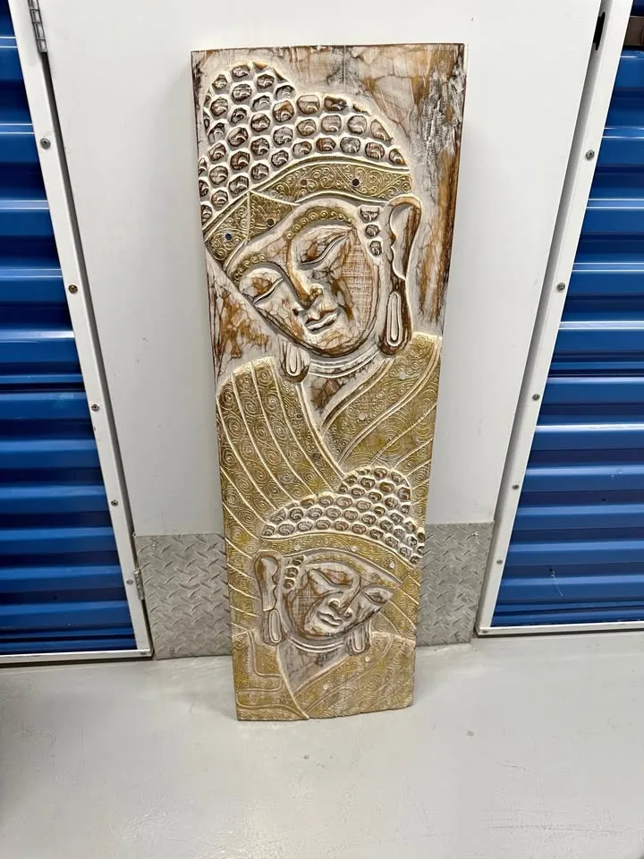 Buddha Wall Panel Hand Carved 39 x 11.5