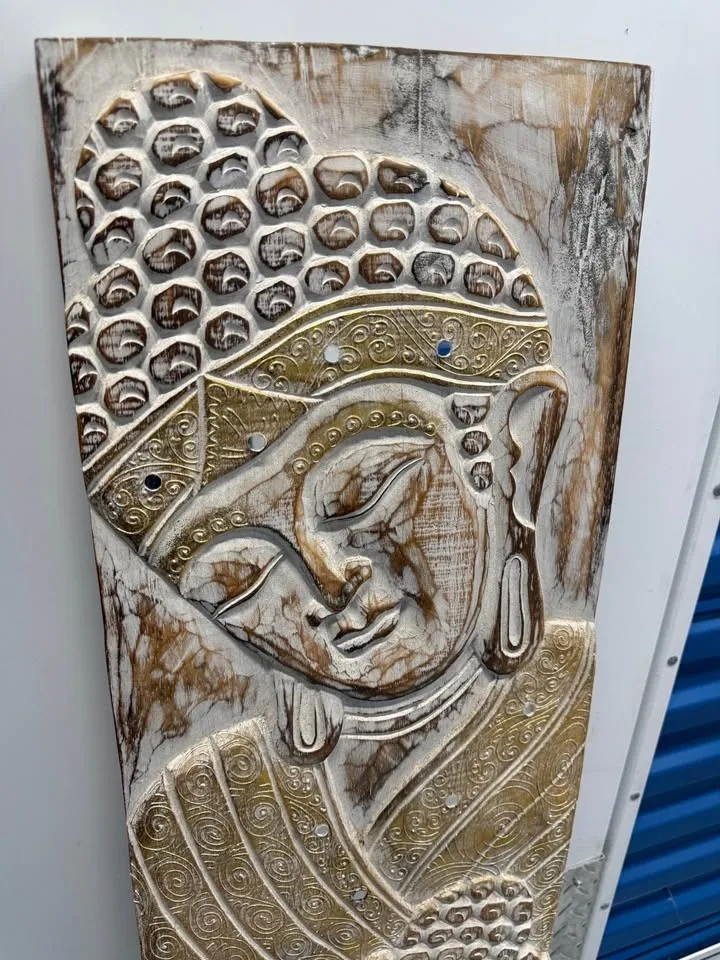 Buddha Wall Panel Hand Carved 39 x 11.5 image indicator(2)