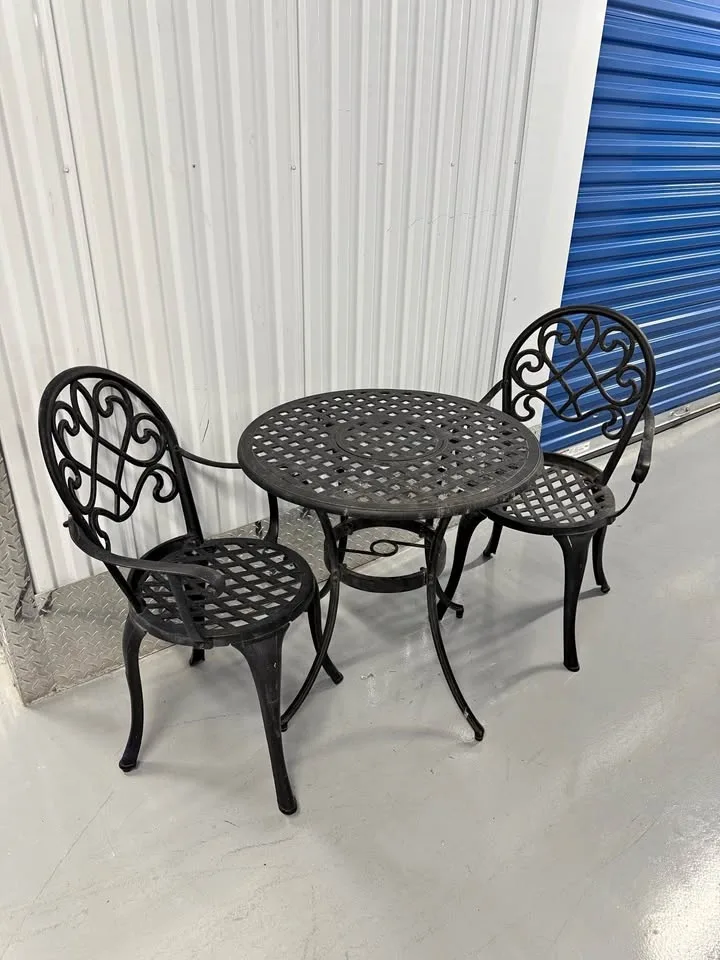 3 Piece Outdoor Table Chair Set Color Black