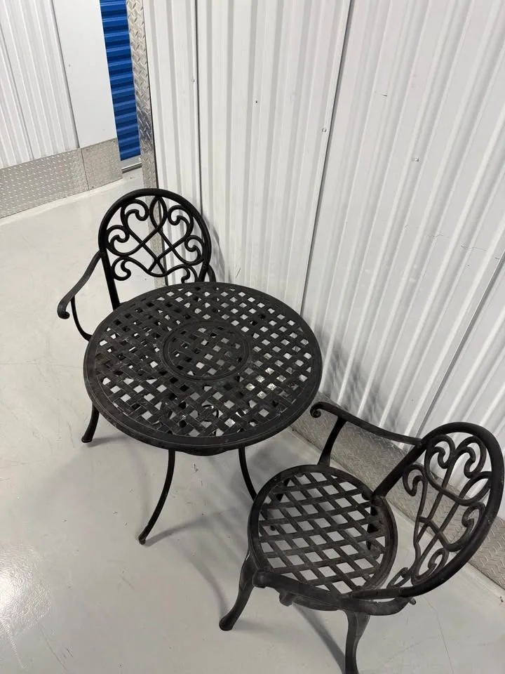 3 Piece Outdoor Table Chair Set Color Black image indicator(2)