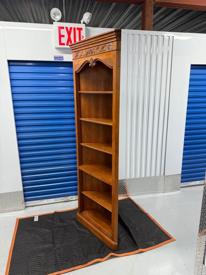 Solid Wood 7ft Corner Bookshelf Carved Top Heavy & Sturdy - photo 4
