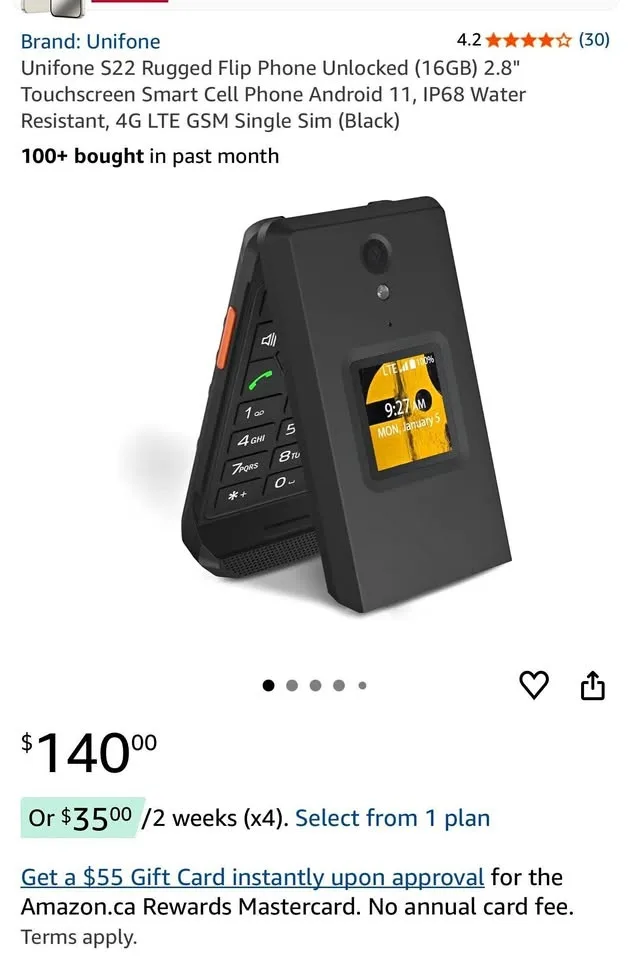 Unifone S22 Rugged Flip Phone Unlocked 16GB