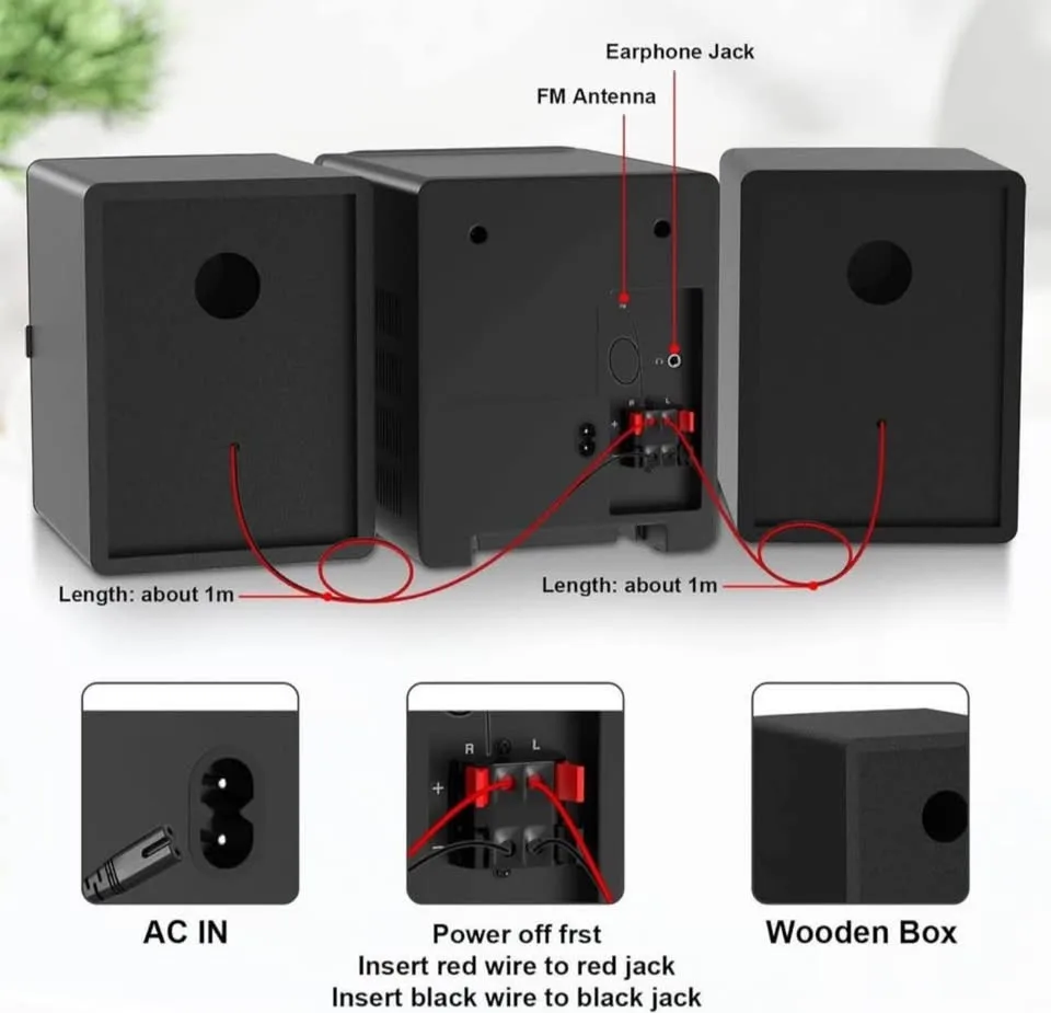 Brand New Micro Hi-Fi Stereo System – CD, Bluetooth, FM, AUX, US image indicator(6)