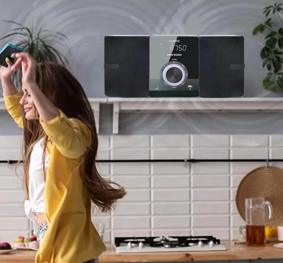 Brand New Micro Hi-Fi Stereo System – CD, Bluetooth, FM, AUX, US image indicator(7)