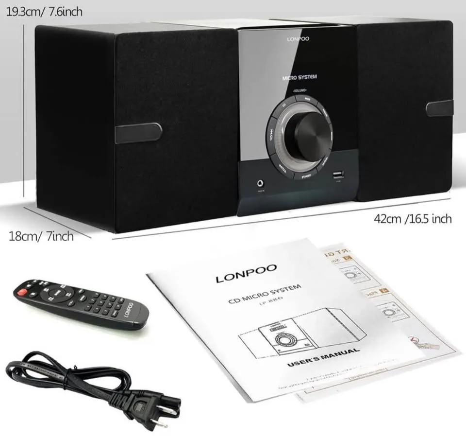 Brand New Micro Hi-Fi Stereo System – CD, Bluetooth, FM, AUX, US image indicator(8)