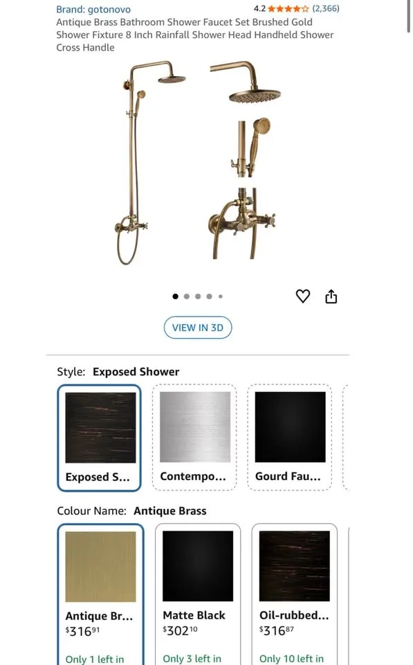 Luxury Antique Brass Bathroom Shower Faucet Set – Brushed Gold, image indicator(8)