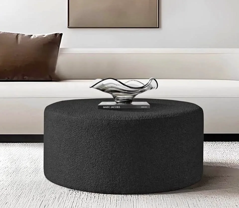 Luxury Round Boucle Ottoman/Coffee Table – Brand New!