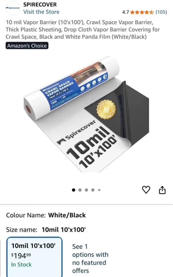 Heavy-Duty 10mil Vapor Barrier (10x100 ft) – Brand New & Sealed! image indicator(5)