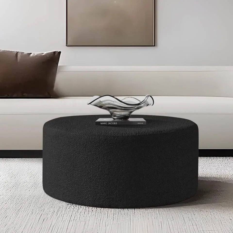 O2B Round Boucle Coffee Table/Ottoman – Luxury Look, Brand New! image indicator(2)