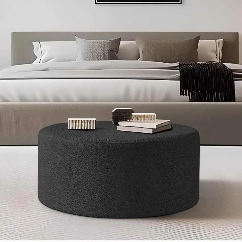 O2B Round Boucle Coffee Table/Ottoman – Luxury Look, Brand New! image indicator(5)