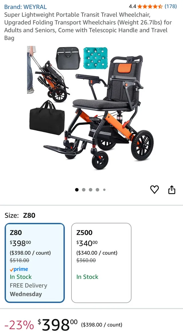Brand New Transport Travel Wheel Chair image indicator(3)