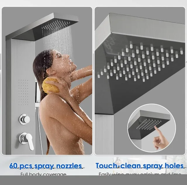 Brand New 4-in-1 Shower Panel Tower – Rainfall, Body Jets image indicator(4)