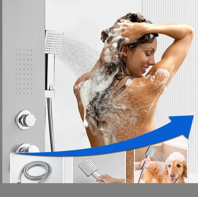Brand New 4-in-1 Shower Panel Tower – Rainfall, Body Jets image indicator(5)