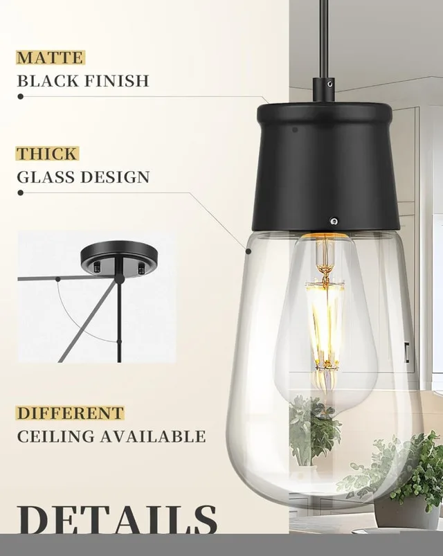 LIROUVET 2-Pack Black Pendant Lights - Kitchen image indicator(3)