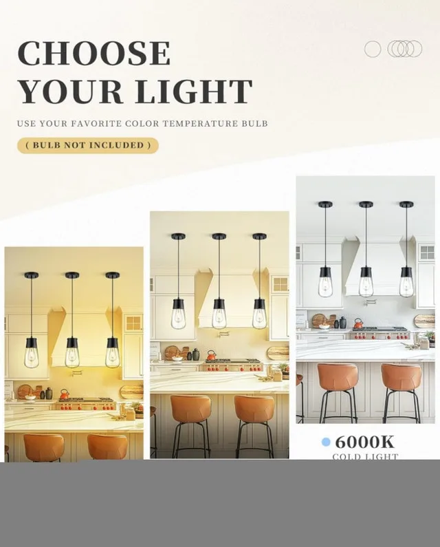 LIROUVET 2-Pack Black Pendant Lights - Kitchen image indicator(6)