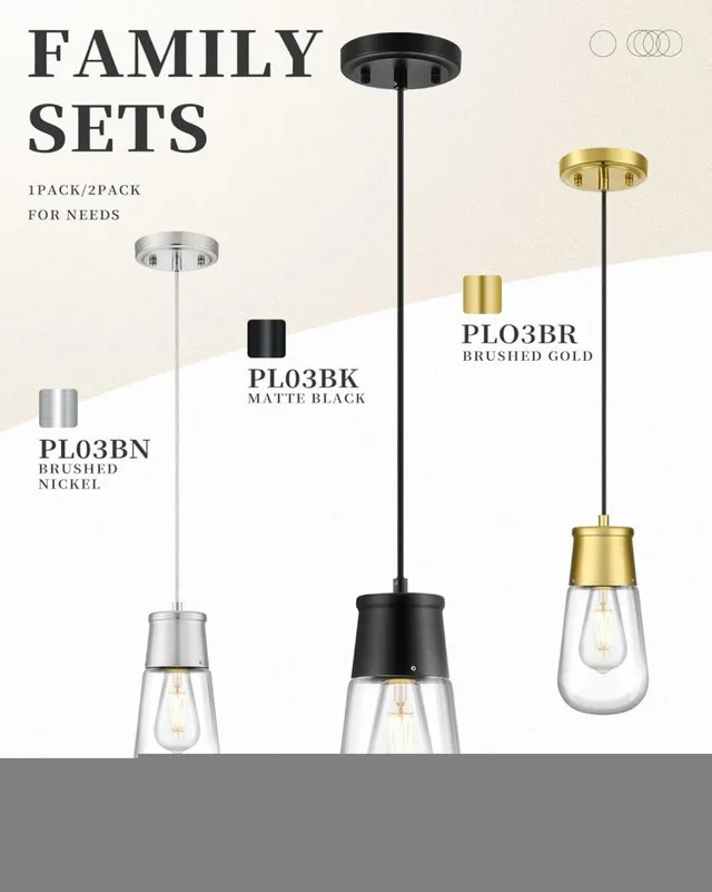 LIROUVET 2-Pack Black Pendant Lights - Kitchen image indicator(7)