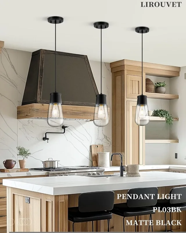 LIROUVET 2-Pack Black Pendant Lights - Kitchen image indicator(8)