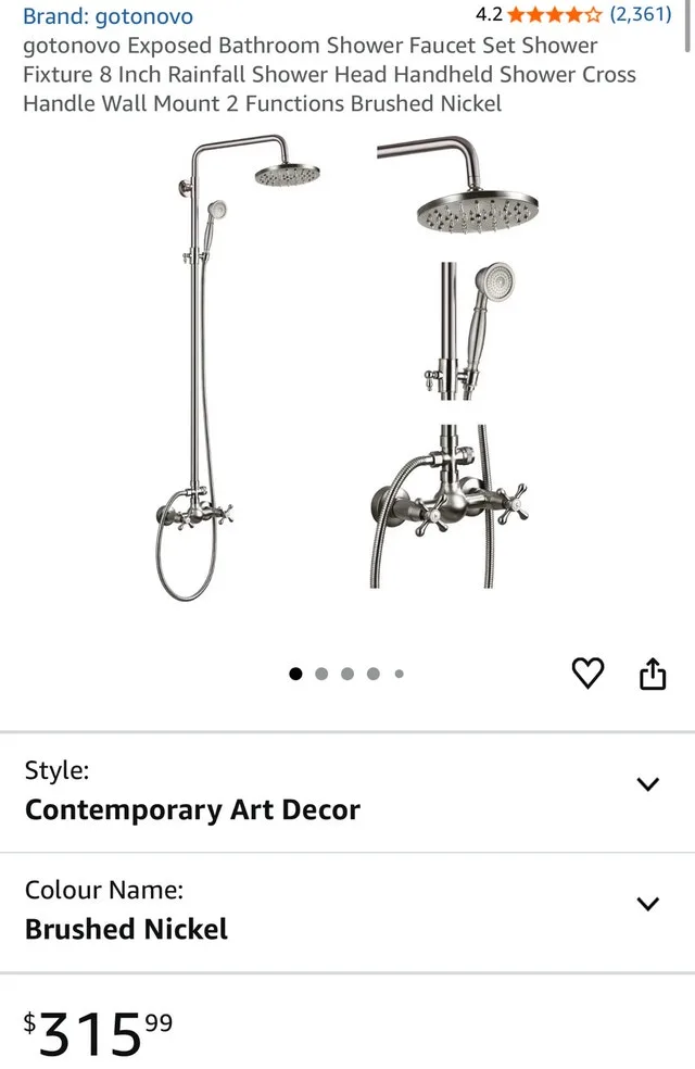 Antique Brushed Nickel Bathroom Shower Faucet