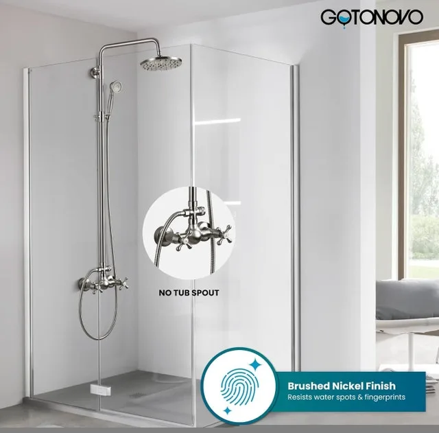 Antique Brushed Nickel Bathroom Shower Faucet image indicator(4)