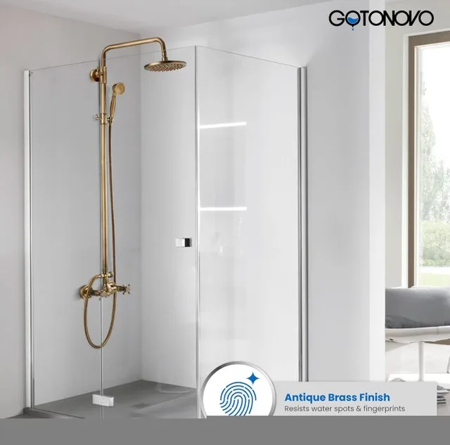 Antique Brass Bathroom Shower Faucet image indicator(3)