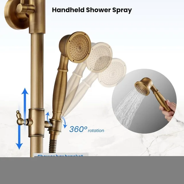 Antique Brass Bathroom Shower Faucet image indicator(5)