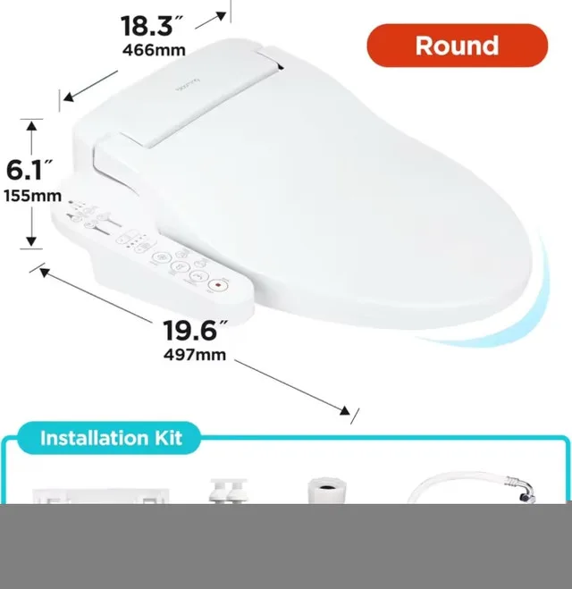 BLOOMING Round Bidet Toilet Seat - Heated, Warm Water, Air Dryer image indicator(5)