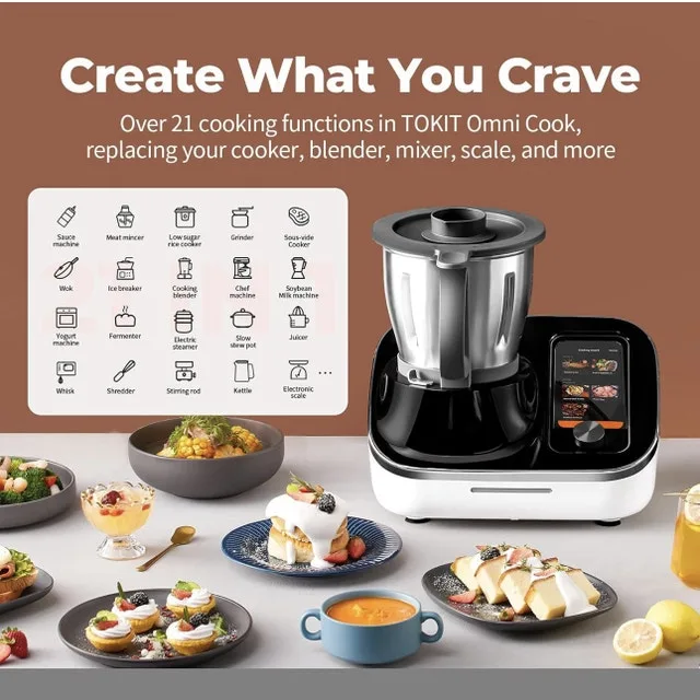 Brand New TOKIT Omni Cook C2 - 21 in 1 Robotic Cooking Machine image indicator(2)